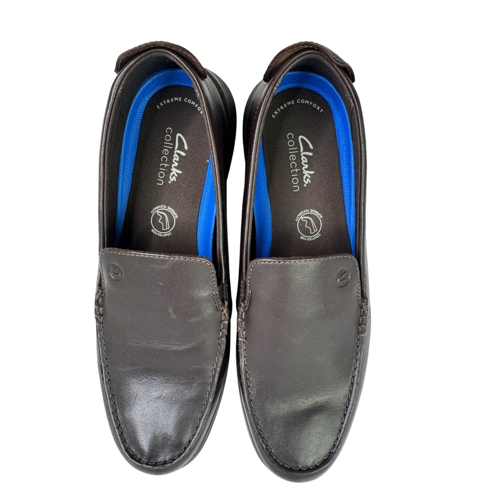 Clarks Collection Flexway Step Mens 10.5 M Brown Leather Loafers  preppy corpcor